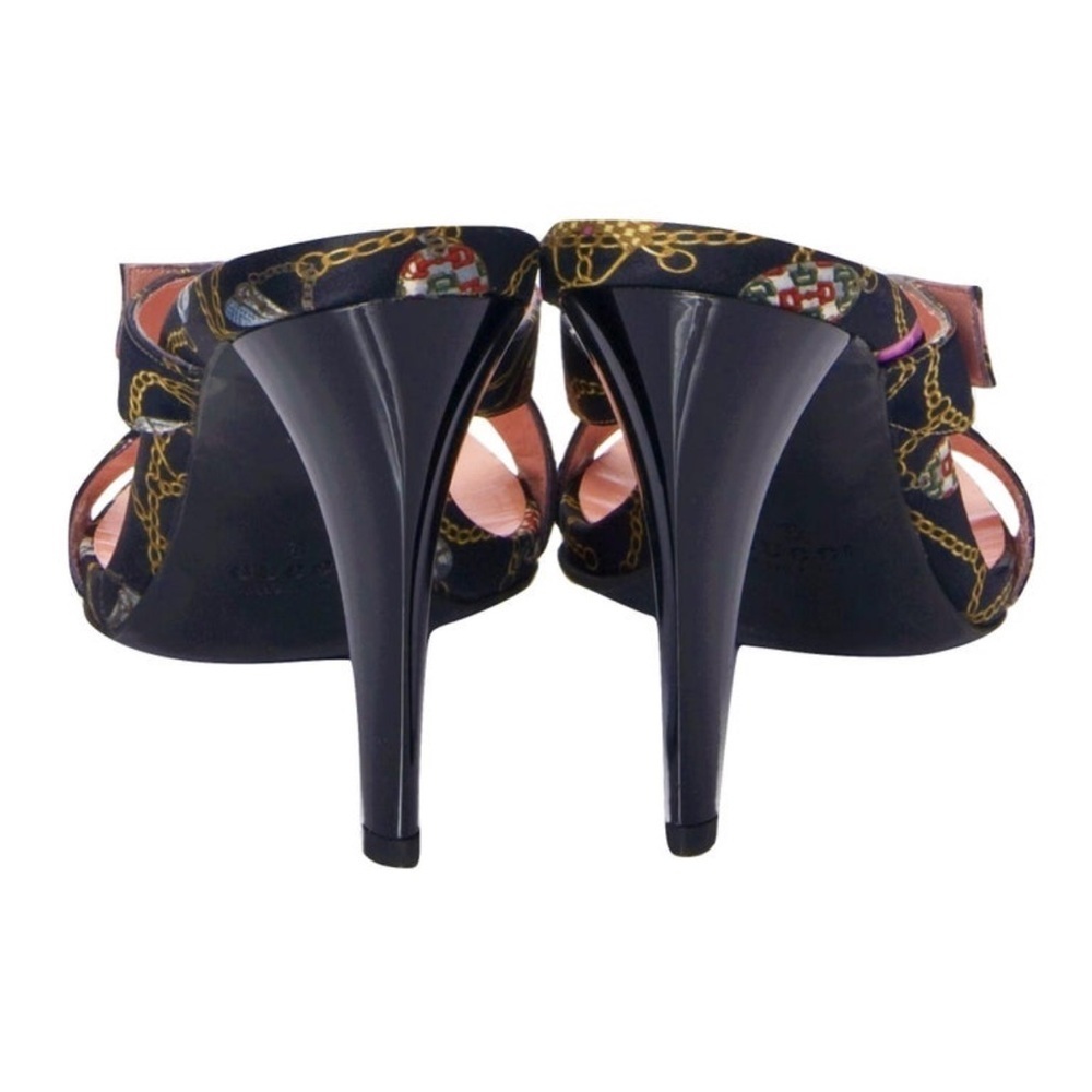 GUCCI Tom Ford For Gucci Vintage Chain Logo Satin Slide Heels size 7 - Picture 10 of 16